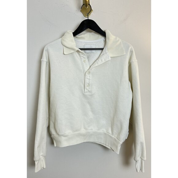 CITIZENS OF HUMANITY Remi Cotton-Blend Jersey Sweatshirt in White Size Large - Picture 3 of 9